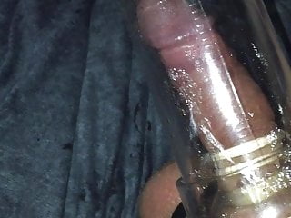 Pumping uncut cock