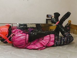 Sissy maid strict armbinder hogtie...