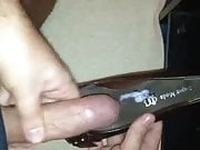 Large cumshot to a leather office shoe