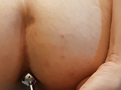 Playing with my girlfriends buttplug 