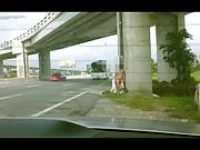 Naked on busy freeway