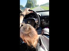Hot Blonde gives BF the best head bobbin' Roadhead