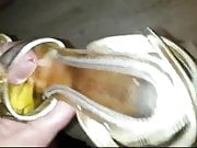 again Golden High Heels Sandals heavy cum