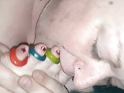 Bbw blue haired beauty eating lifesavers 