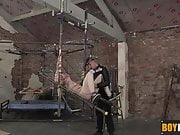 Tied up slave Leo gets his ass drilled by horny Deacon