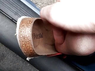 Mature feet tickling in car