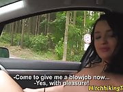 Daphne Klyde fucks a dude in the woods for a ride home
