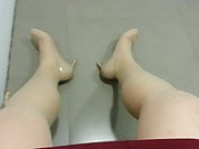 Beige Patent Pumps with Pantyhose Teaser 20