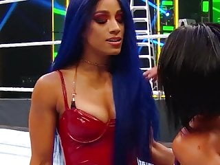 Wwe Sasha Banks In Hot Red Outfit Looking Out For Bayley...