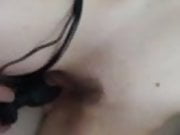Sut wife Claire with a small vibrator in her hairy pussy