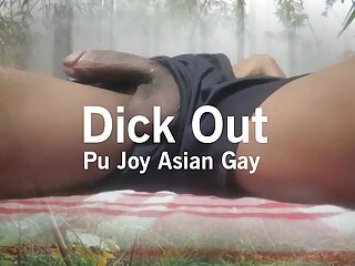 Pu_Joy Cock Out Short Pants on The Bed Asian Gay Straight Twink