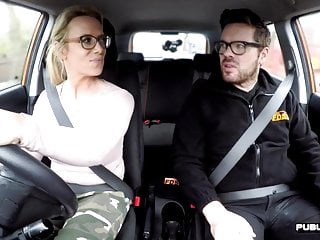 English milf publicly blows driving instructor