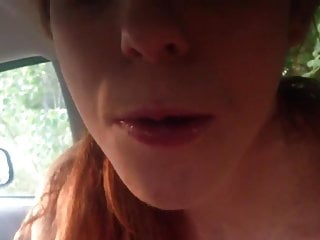 Redhead, New to, Suck in Car, Close up