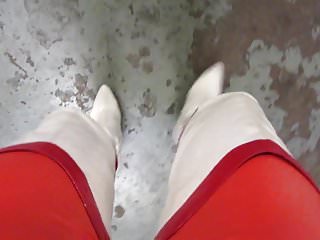 Thigh Boots, Whited, Red Boots, Red White