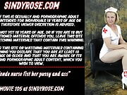 Blonde nurse fist her pussy and ass