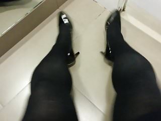 Black Patent Pumps with Pantyhose Teaser 16