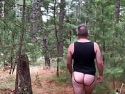 Showing my naked ass in the woods