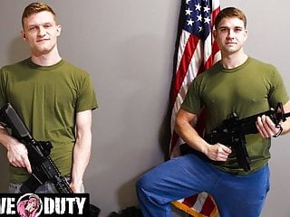 Activeduty young military studs bareback flip...