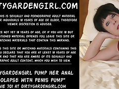 Dirtygardengirl pump her anal prolapse with penis pump