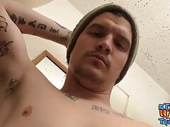 Naughty straight thug Lex Lane cums on mirror while jerking