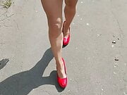 horney heels walk in summer heat