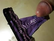 Strong First Spurt Cumshot on purple thong String Tanga