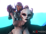 Female alien fucked hard by sci-fi explorer on the exoplanet