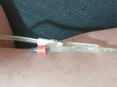 Jerking off with catheter