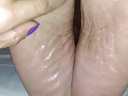 Thabata's Long Purple Nails Tickling Feet...