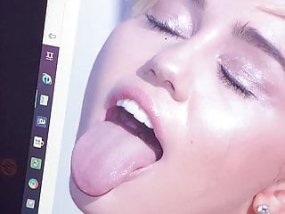  Johnny boy Cum on Miley Cyrus tongue 