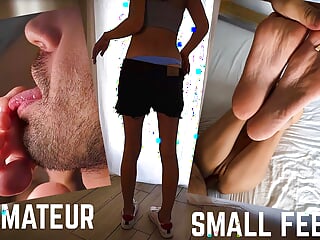 Very Familiar Scene When Stepdaughter Shows Me New Sneakers and Then Handle My Cock with Her Small Feet