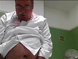 Grandpa wanking in office