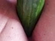 Princess has sex in bed and inserts cucumber in her pussy