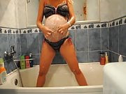 pregnant shower (non-nude)