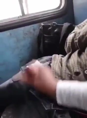 Helping hand jerkoff in public bus 