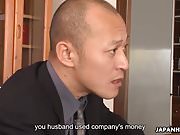 Asian babe has to fuck to save her money grabbing hubby