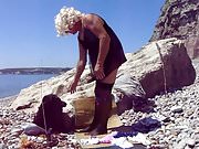 Fun wig on beach