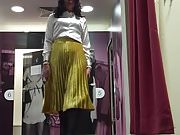 mustard pleated skirt