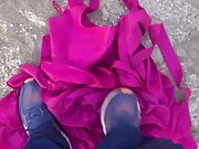 trample on fuchsia dress