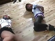 Sexy girls hogtied and drooling
