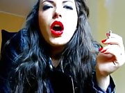 Goddess red lips smoking