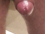 Brown uncut cock close up wank with cum