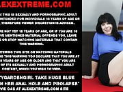 Dirtygardengirl huge blue dong in her anal hole & prolapse
