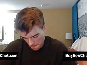 Blond dude jerks off on webcam