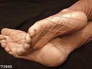Pink fishnet feet & soles tease