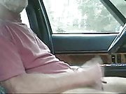 White bearded sexy dad tries to release in the car
