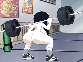 Huge Ass &amp; Tits Brunette XXX Workout Routine! HD Cartoon Sex