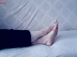 Anna Sits Barefoot video: For comfort, Anna sits barefoot on the sofa - 2