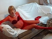 TS In Red Body Stocking
