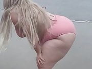 CHUBBY BLONDE BBW FROLICKING on the BEACH